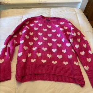 Pink Heart Pattern Sweater